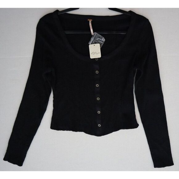 Free People OB1448856 Women's Sz XS Black Time With You Long Sleeve Top - Picture 6 of 7